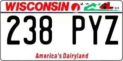 WI license plate 238PYZ