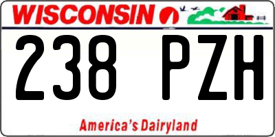 WI license plate 238PZH