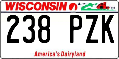 WI license plate 238PZK