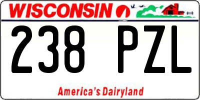 WI license plate 238PZL