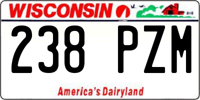 WI license plate 238PZM