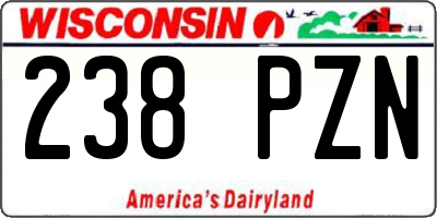 WI license plate 238PZN