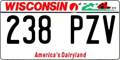WI license plate 238PZV