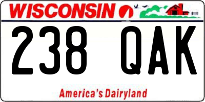 WI license plate 238QAK