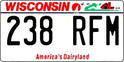 WI license plate 238RFM