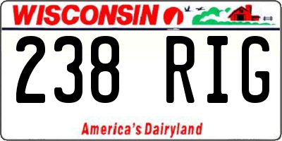 WI license plate 238RIG