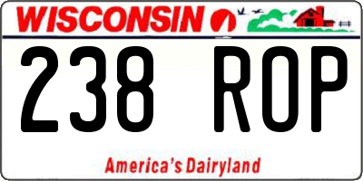 WI license plate 238ROP
