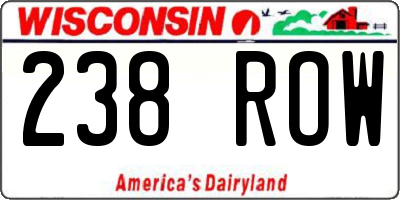 WI license plate 238ROW