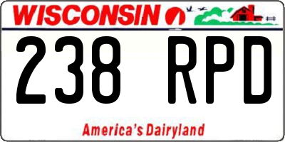 WI license plate 238RPD