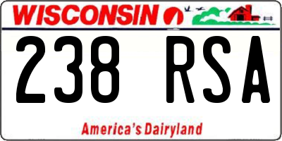 WI license plate 238RSA