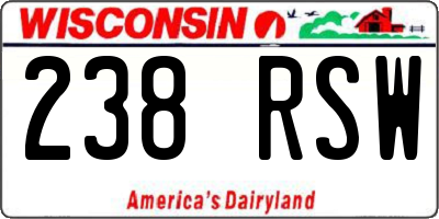 WI license plate 238RSW
