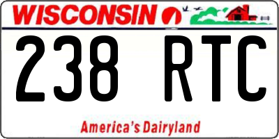 WI license plate 238RTC