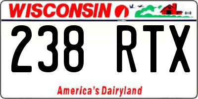 WI license plate 238RTX