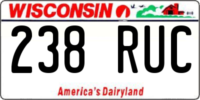WI license plate 238RUC