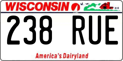 WI license plate 238RUE