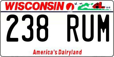 WI license plate 238RUM