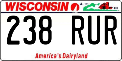 WI license plate 238RUR