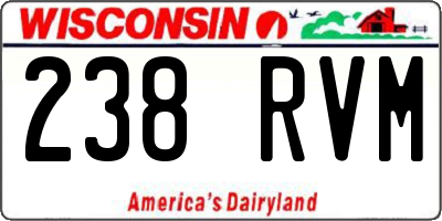 WI license plate 238RVM