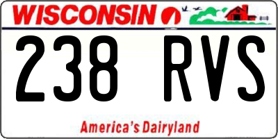 WI license plate 238RVS