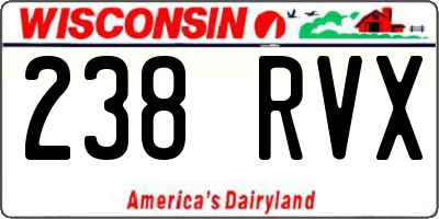 WI license plate 238RVX