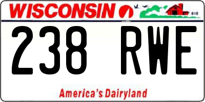 WI license plate 238RWE