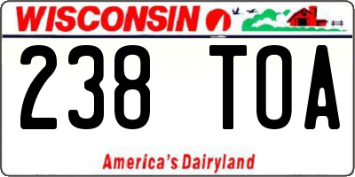 WI license plate 238TOA