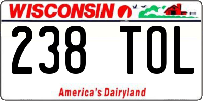 WI license plate 238TOL