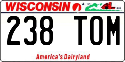 WI license plate 238TOM