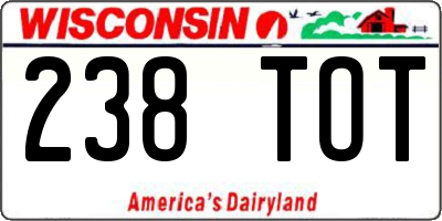 WI license plate 238TOT