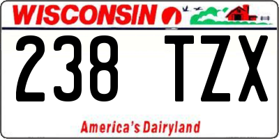 WI license plate 238TZX