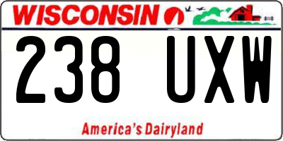 WI license plate 238UXW