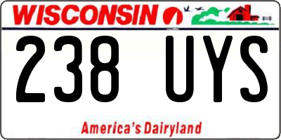 WI license plate 238UYS