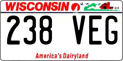 WI license plate 238VEG