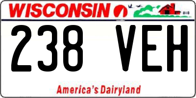 WI license plate 238VEH