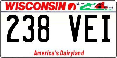 WI license plate 238VEI