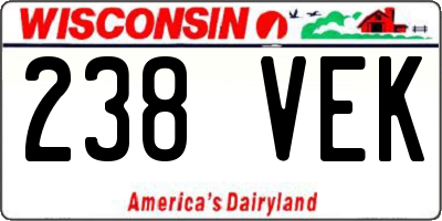 WI license plate 238VEK