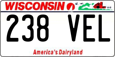 WI license plate 238VEL