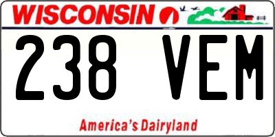 WI license plate 238VEM