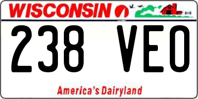 WI license plate 238VEO