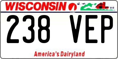 WI license plate 238VEP