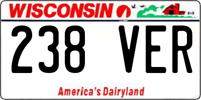 WI license plate 238VER