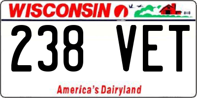 WI license plate 238VET