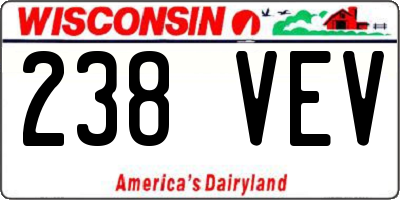 WI license plate 238VEV