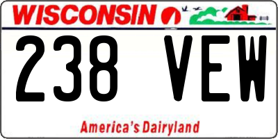 WI license plate 238VEW