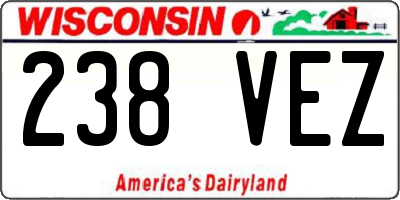WI license plate 238VEZ