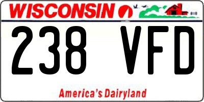 WI license plate 238VFD