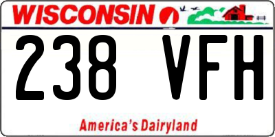 WI license plate 238VFH