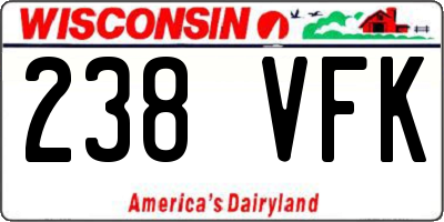 WI license plate 238VFK