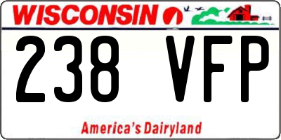 WI license plate 238VFP