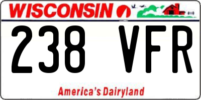 WI license plate 238VFR